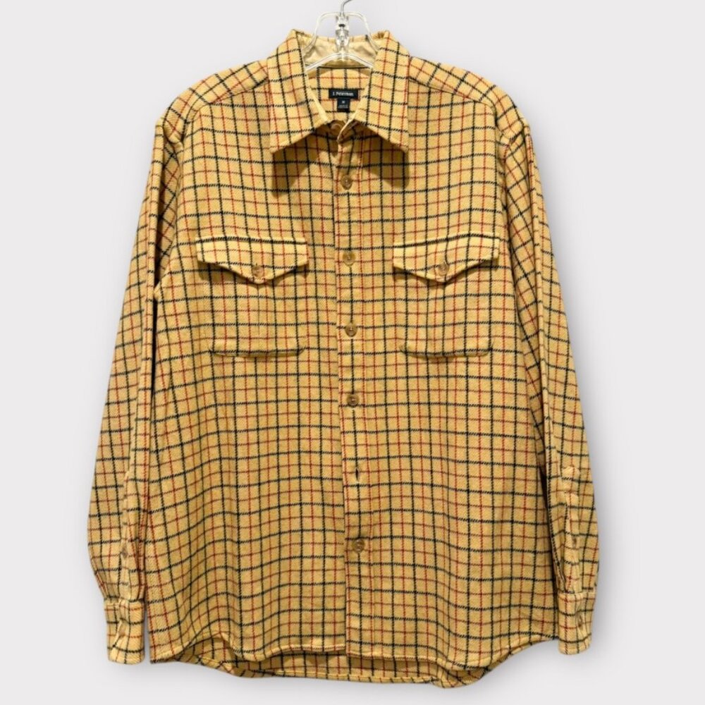 J. Peterman Plaid Wool Heavyweight Button Up Shirt Men's Size Medium